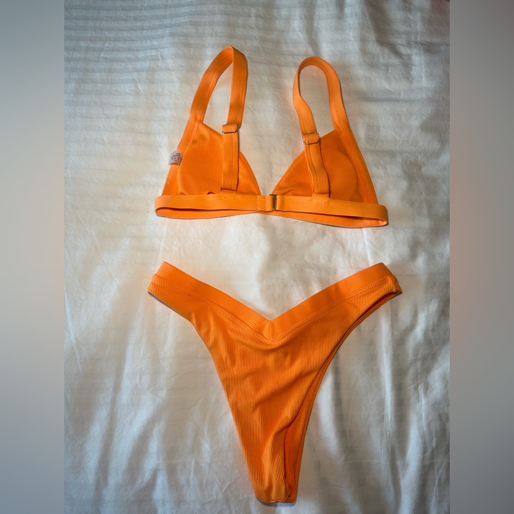 Orange Ribbed Bikini - Picture 2 of 2